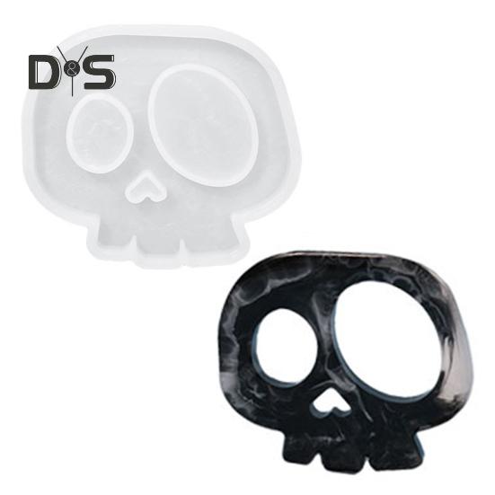 Halloween Coaster Resin Mold Skull Spider Web Tombstone Shape DIY Craft Epoxy Resin Casting Silicone Candle Cup Holder Candle Mould