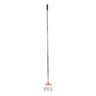 Manual Rotary Cultivator Tool Stainless Steel Teeth Adjustable Handle Garden Hand Tiller for Lawn