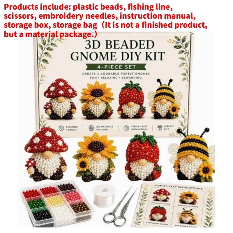 Kleines 3D-Tier-Bastelset mit Perlen und Kunststoffmaterialien für DIY-Tierdekoration und Kinderkreativität