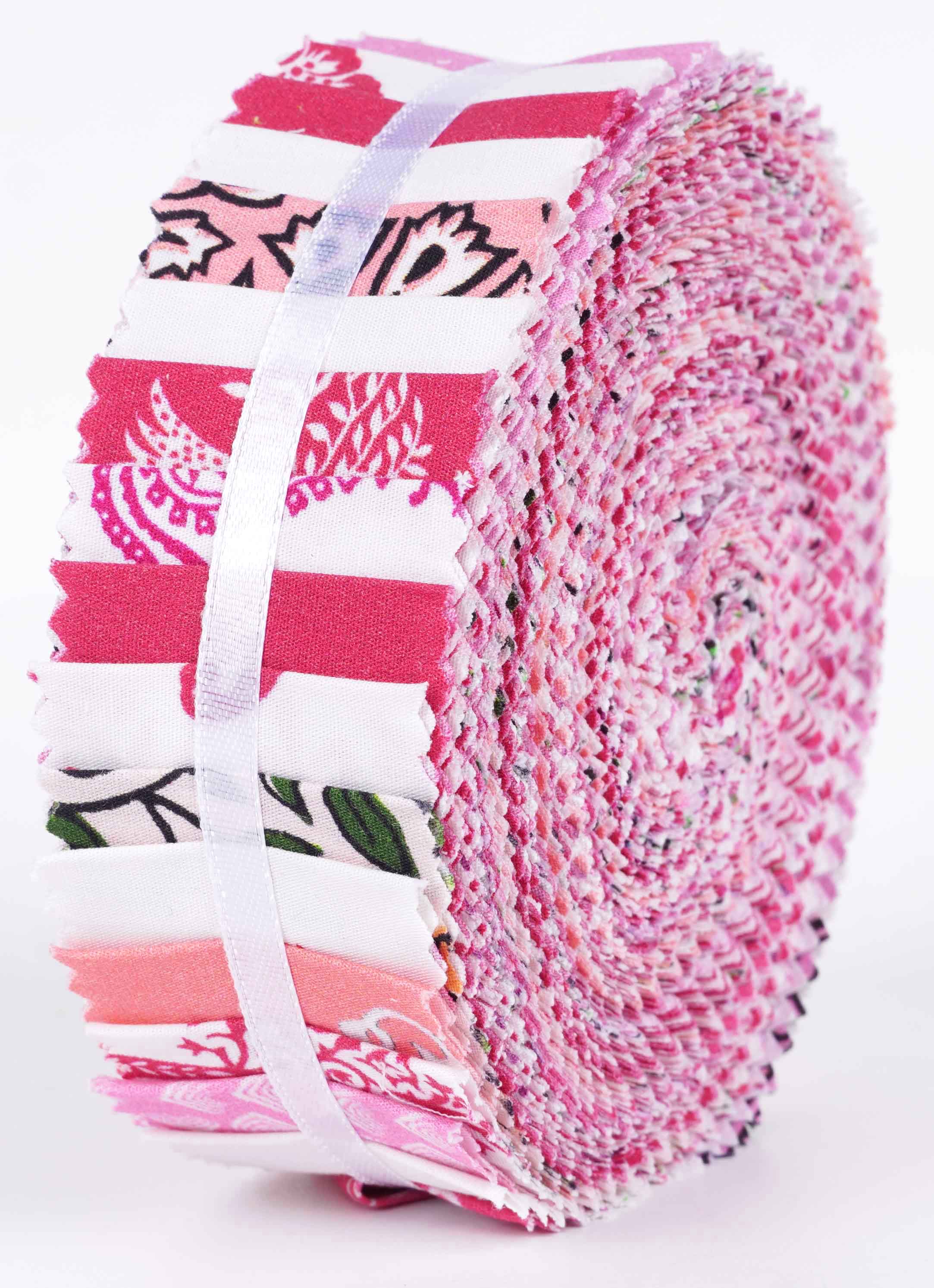 

Soimoi, 40 шт., бавовняна тканина з блочним принтом для стьобання, ремісничі смужки 2,5 x 42 дюйма, желейний рулон - троянда 1.5x42inches троянди рожеві кольору