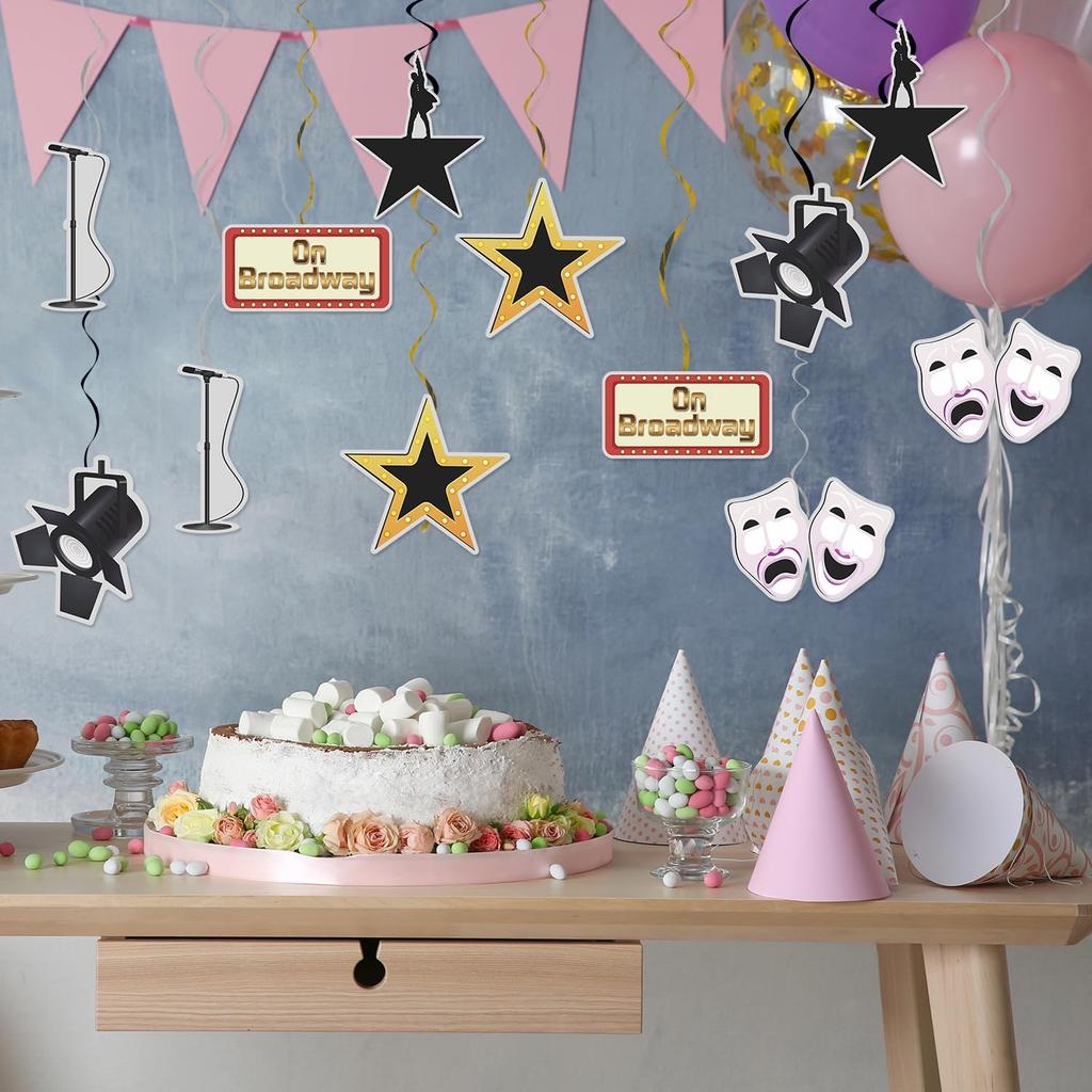 n Musical Party Supplies Decorations 18Pcs The Famous Musical Birthday Foil Ceiling Hanging Swirls Streams for Kids Adult Broadway Musical Lover