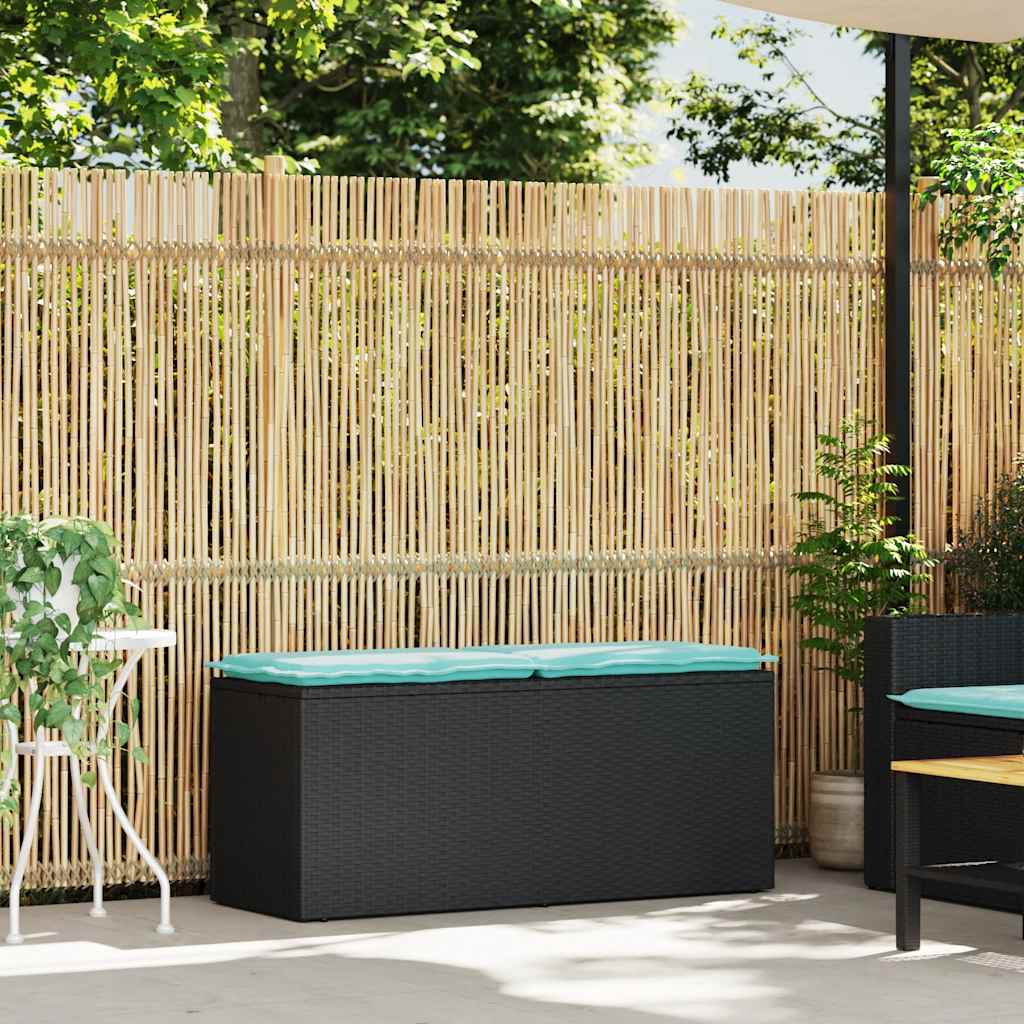 Garden Bench with Cushion Black 110x40x44 Cm Poly Rattan