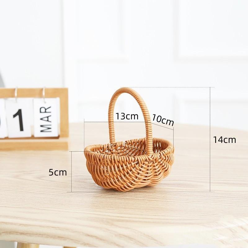 Handwoven Storage Basket Vegetable Flower Plant Hand Baskets Rattan Snack Bread Picnic Basket Desktop Sundries Organizer