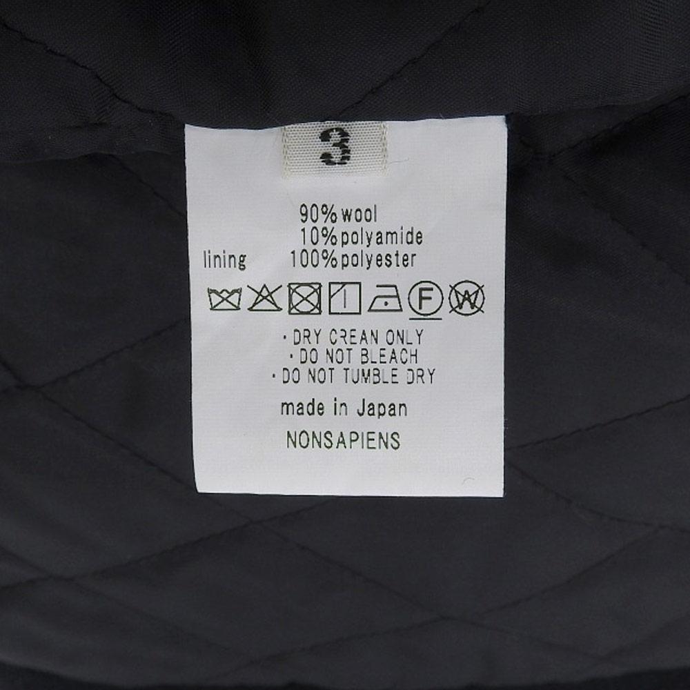 NONSAPIENS Good condition NONSAPIENS wool blend ROLL [OFC-29] hoodie jacket zip-up men's black size 3 Jacket 36 blackUsed