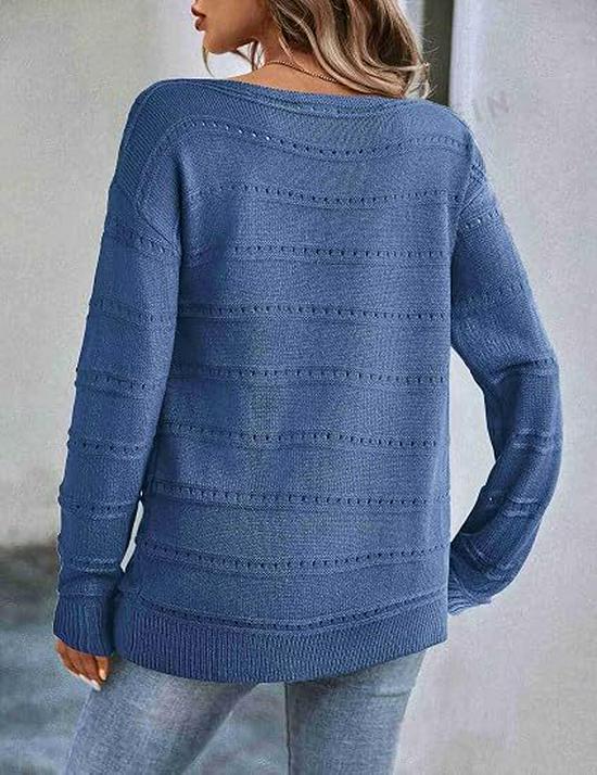 2026 Autumn/Winter European & American Loose Round Neck Knit Sweater, Women's Long Sleeve Solid Color Versatile Pullover