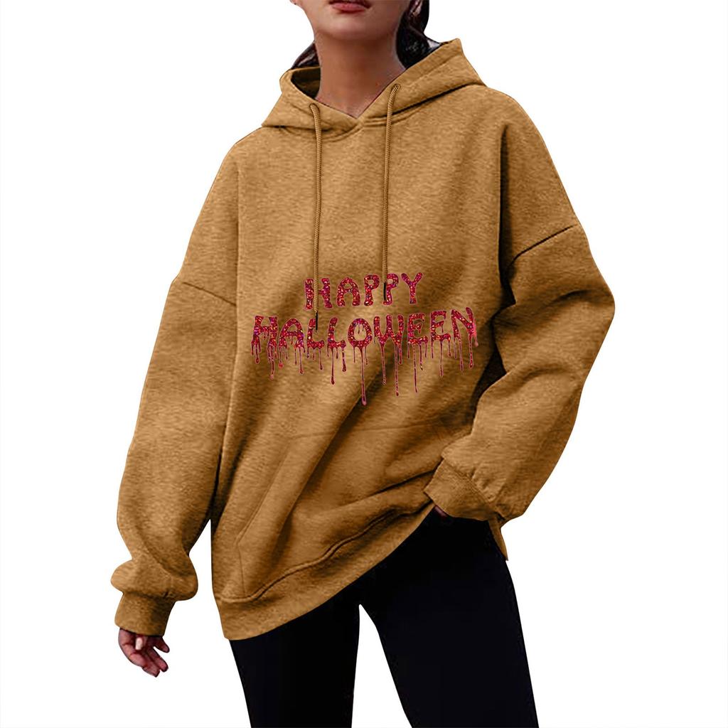 Women's Fall And Winter Halloween Printed Pullover Hooded Sweatshirt Fleece Long Sleeve  Fashion Sweatshirt