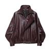 Kaslead New Women clothes Western Style Brown Leather Clothing Heavy Industry Sleeve Profile Short Locomotive Jacket