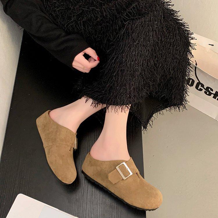 [Yushilai] Japanese retro thick-soled half-slippers for women's 2025 spring new fashionable soft-soled comfortable pedal
