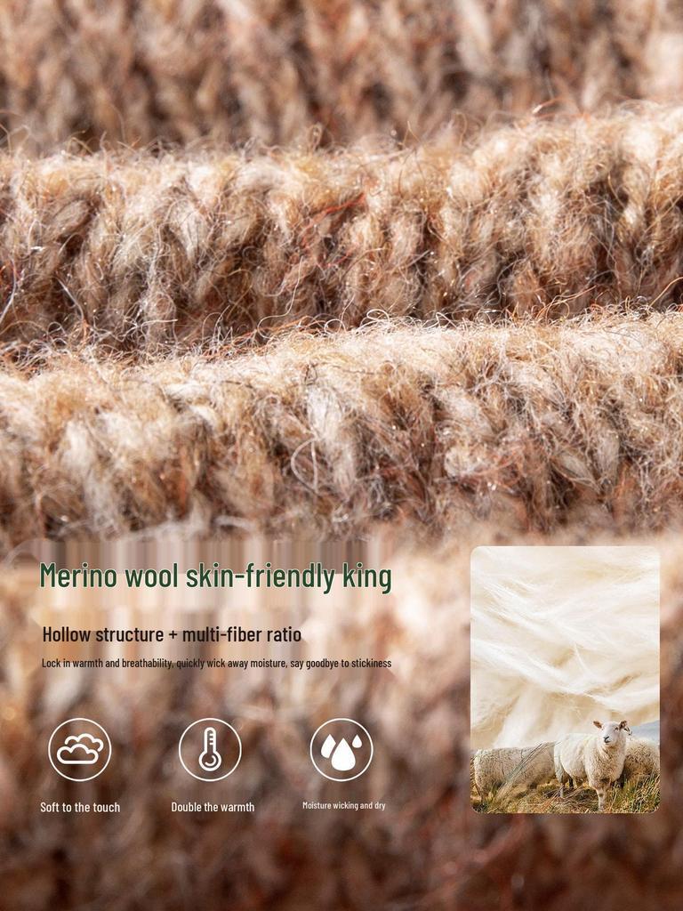 Pulover cu glugă de iarnă pentru fete 2025, culoare solidă - Cardigan tricotat din amestec de bumbac și lână