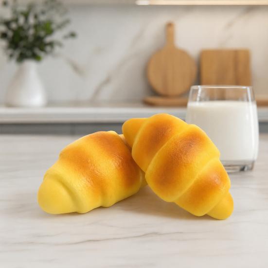 Juguete de Croissant para Aliviar el Estrés, Juguete Sensorial Fidget de Pan Simulado, Juguete de Escritorio para la Relajación del Trabajador de Oficina en Casa