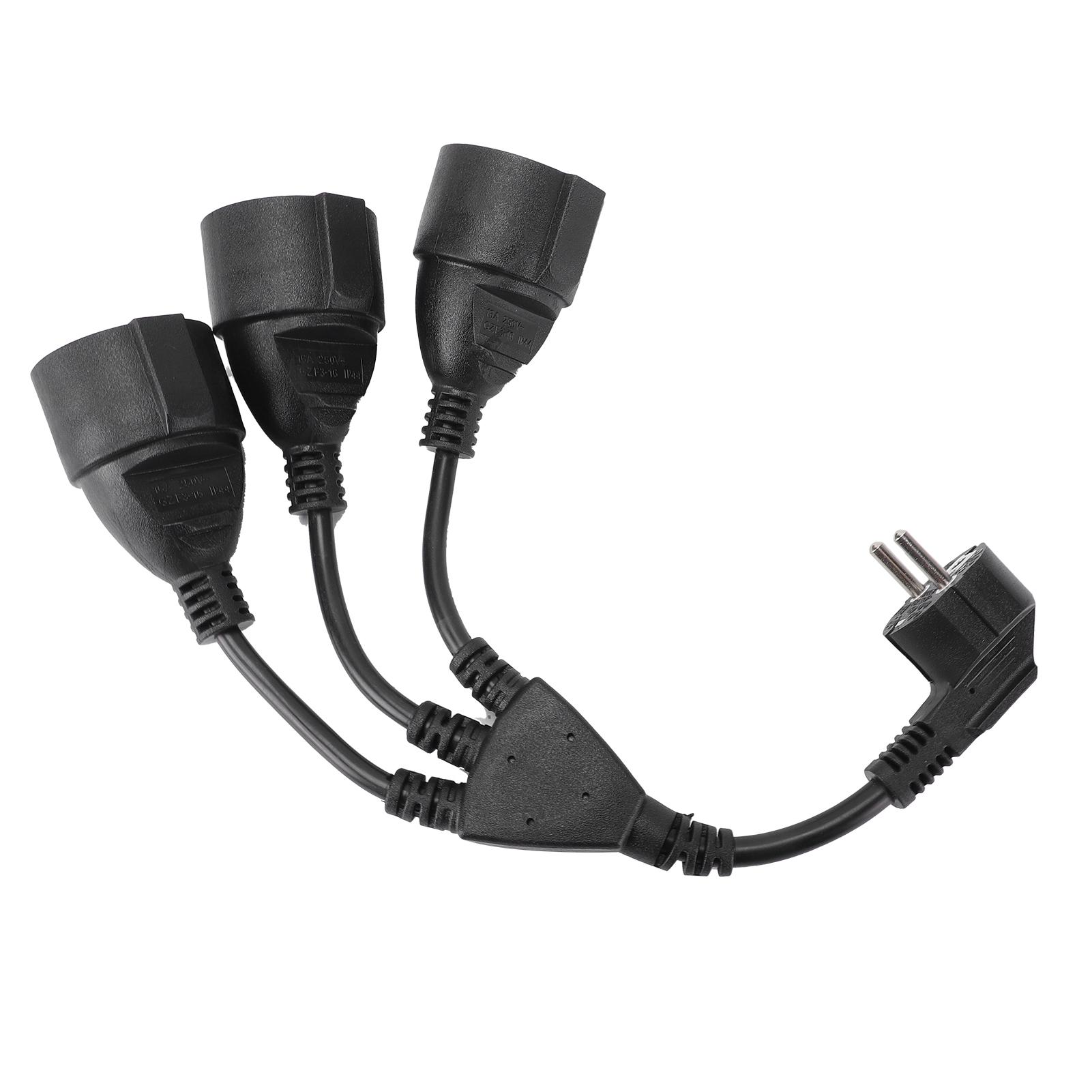 

Power Cable Splitter 3 Outlet Adapter Extension Cord for Home Kitchen Office Maximum 16A 1.5mm² Black EU Plug