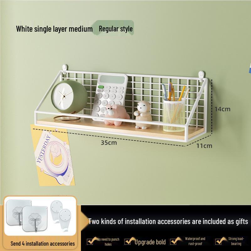 No-Drill Wall-Mounted Shelf: Bedside Hanging Basket for Dorms and Bedrooms