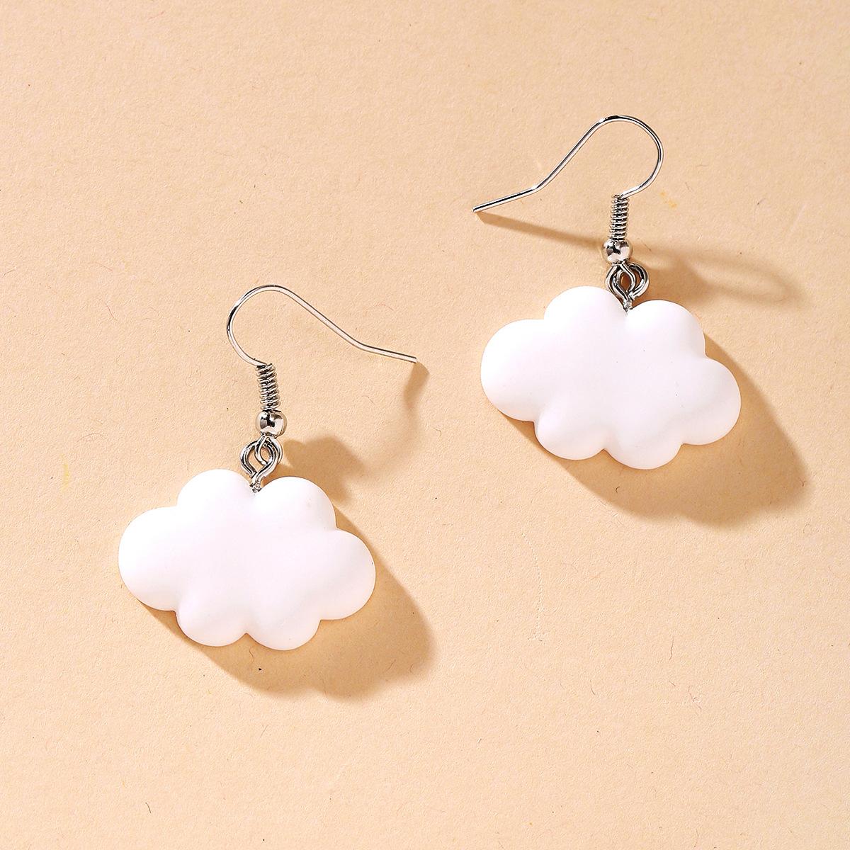 Cute Cloud Airplane Small Earrings for Women Girls Asymmetric Creative Sweet Dripping White Earrings Jewelry Accessories