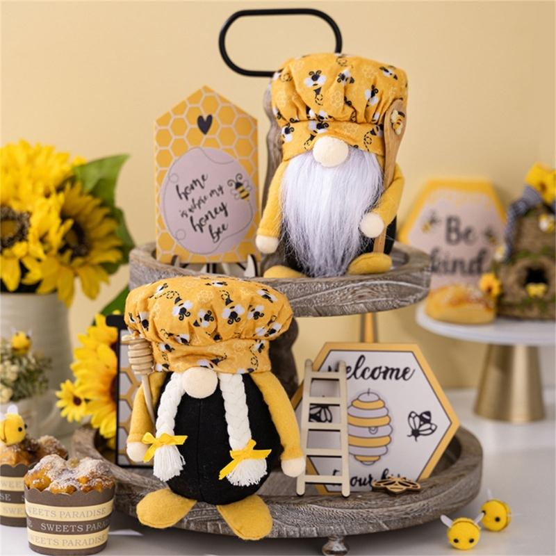 Bees Festival ChefsHat Gnome Ornaments Party Decorations Ornaments Supplies for Bedroom Dormitory Decorations