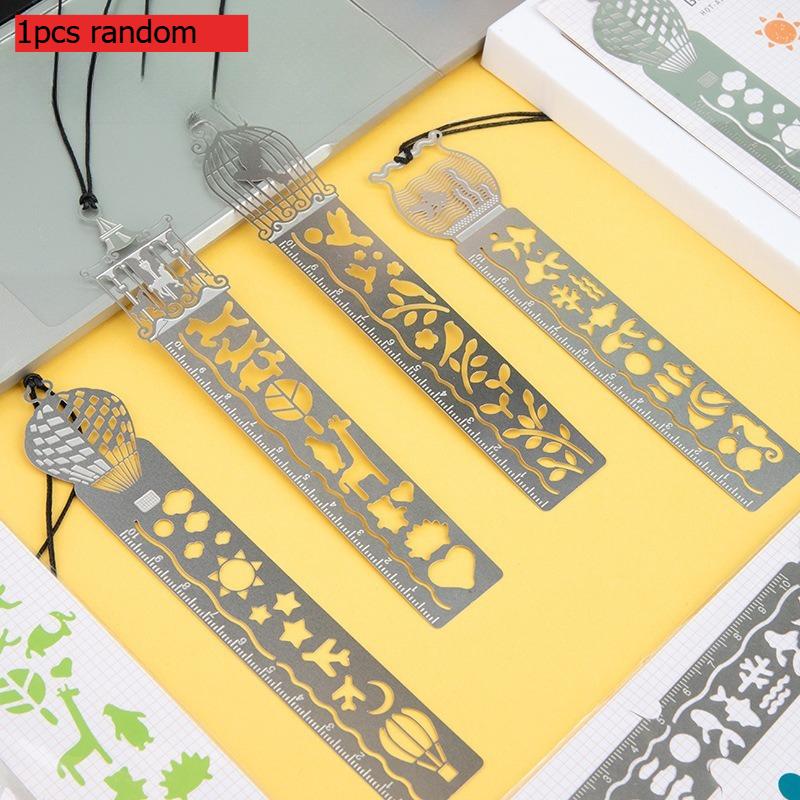 Office School Supplies Ruler Student Stationery Multifunctional Metal Bookmark Korean Learning Tool Stainless Steel Measuring