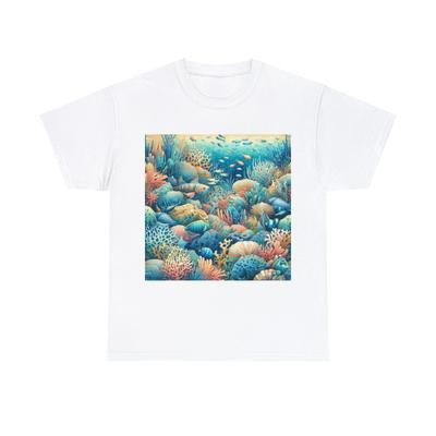 Unisex Adult T Shirt Retro Underwater World Vibrant Marine Life Coral Reef Ocean