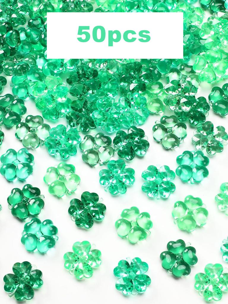 30/50PCS Green Acrylic Lucky Leaf Ornaments St Patricks Day Shamrock Decor Vase Filler Table Scatter