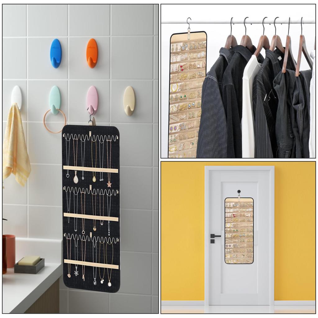 jewelry organizer with hanger and rotating Perfect for storing and Wall-mounted design. necklaces, earrings, bracelets, watches, hairpins.