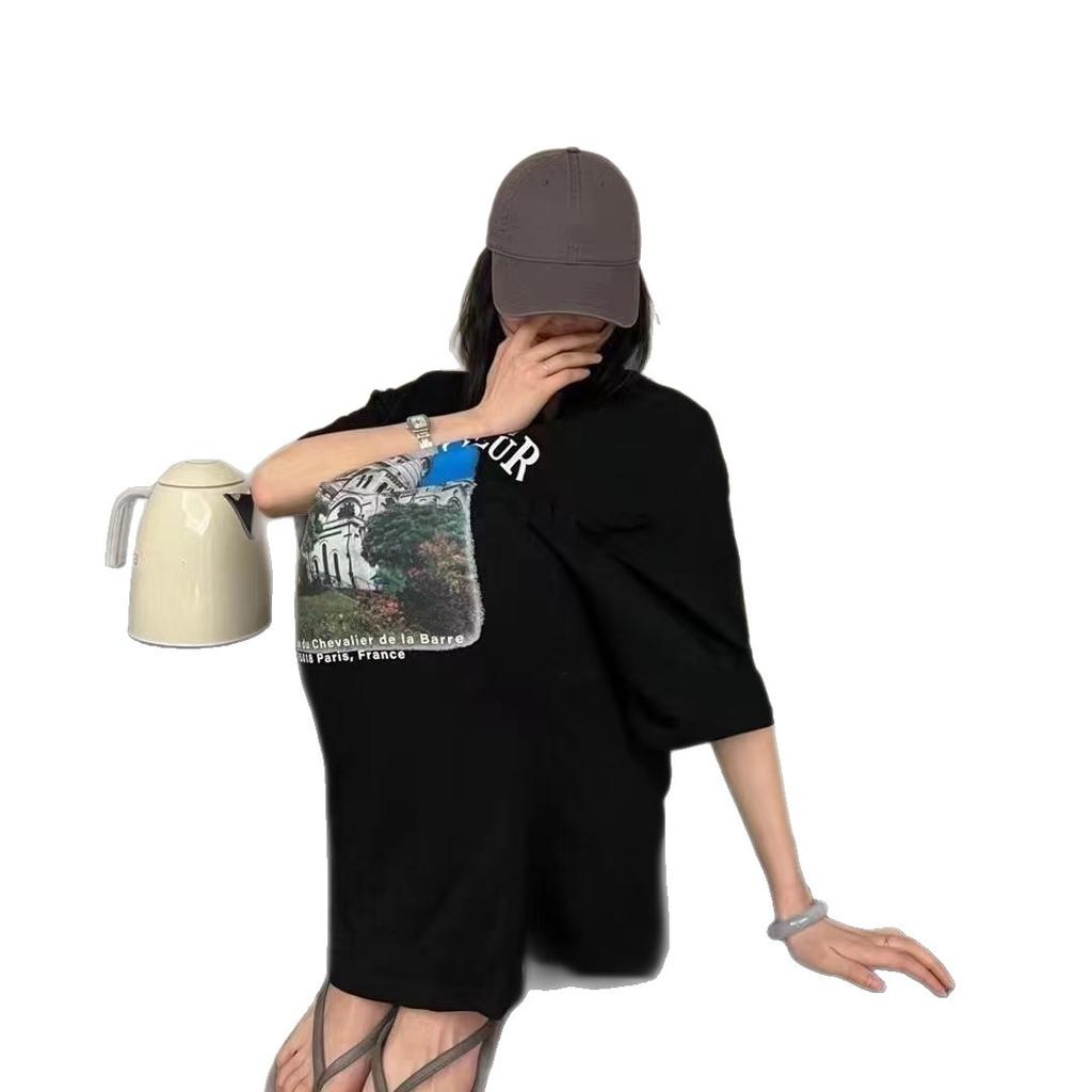 American Street Short-sleeved T-shirt Skirt Women's 2026 Spring and Summer Loose and Versatile Casual Printed Oversize Top