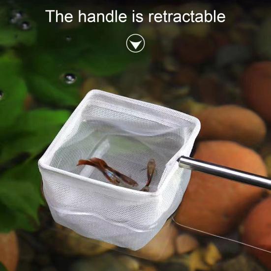Aquarium Fish Net with Extendable Handle Telescopic Mesh Net for Fish And Shrimp Catching Debris Cleaning Tool for Fish Tank Pond Creek