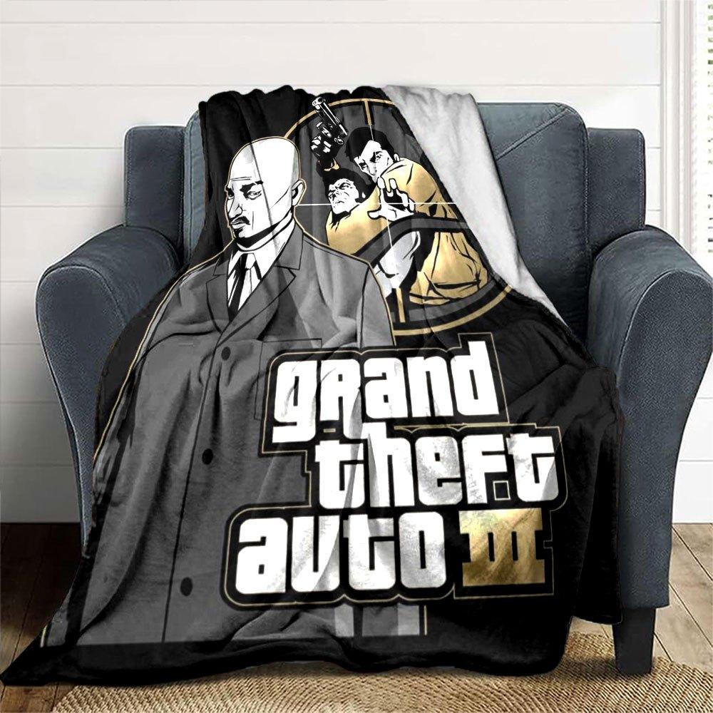 1pc Grand Theft Auto Soft Flannel Blanket with Designer Print A Cozy Blanket for All Seasons, Perfect for the Couch, Bed, Office