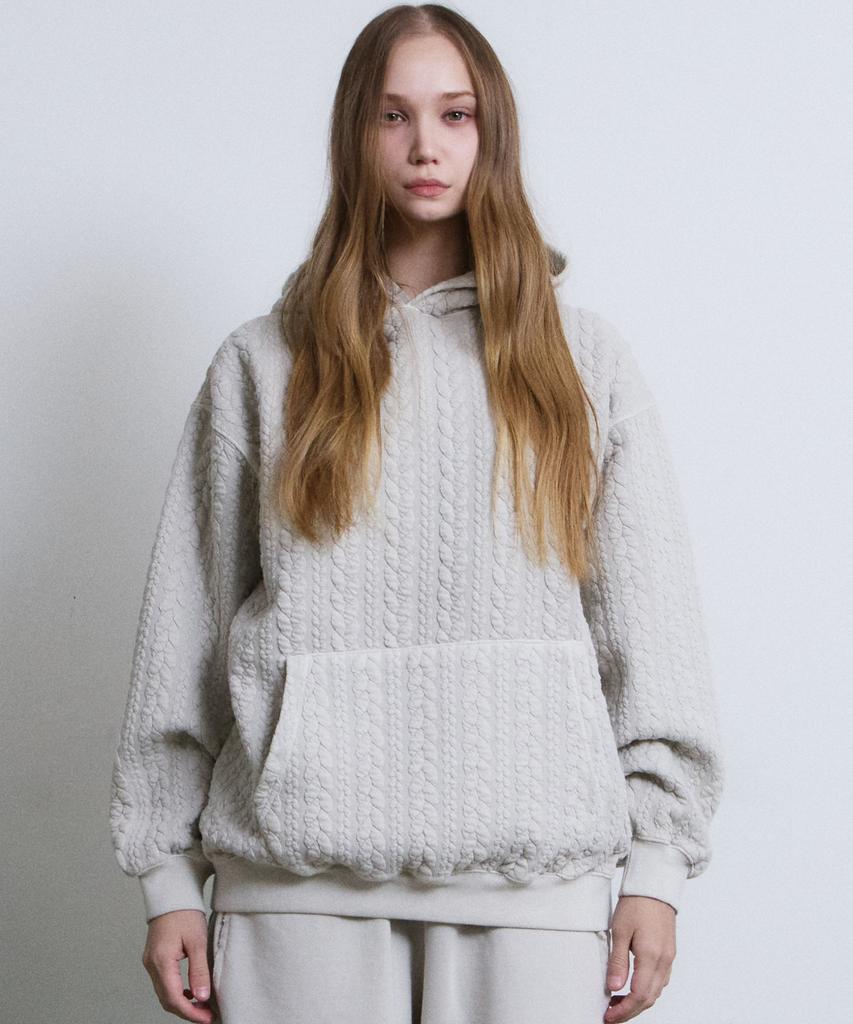 ADERNM Granpa Cozy Cable Hoodie (Beige)