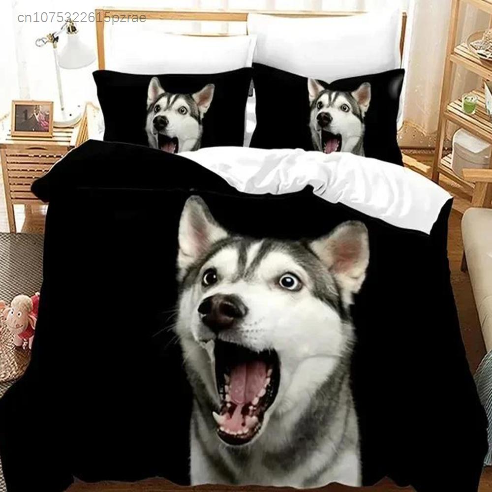Cute Dog Lovely Puppy Pet Bedding Set 3D Printed Suitable For Bedroom Duvet Cover Set With Pillowcases Kids Home Textile