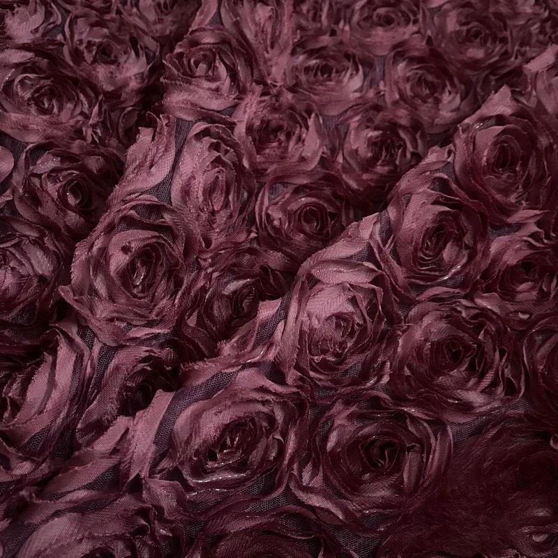 100x130cm High Quality 3D Rose Flowers Fabric Lace Craft Dress Wedding Party Carpet Background Decoration Patchwork Sewing Telas