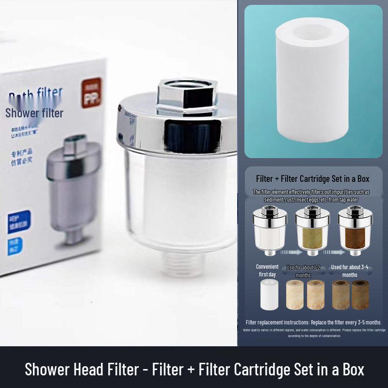 Universal Shower Head Filter with Replaceable PP Cotton Cartridge for Home Water Purification