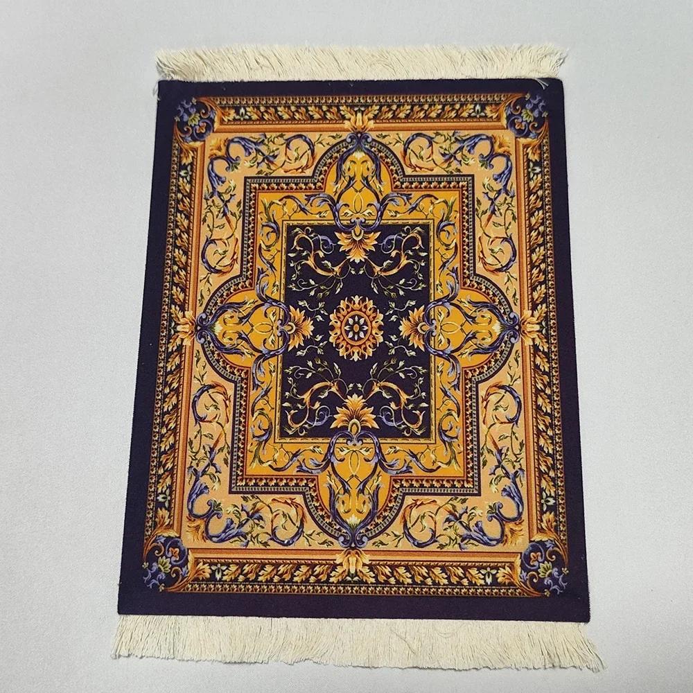 Woven flower Persian carpet small coaster wholesale merchants mouse pad desk mat retro style rubber non-slip computer desk mats