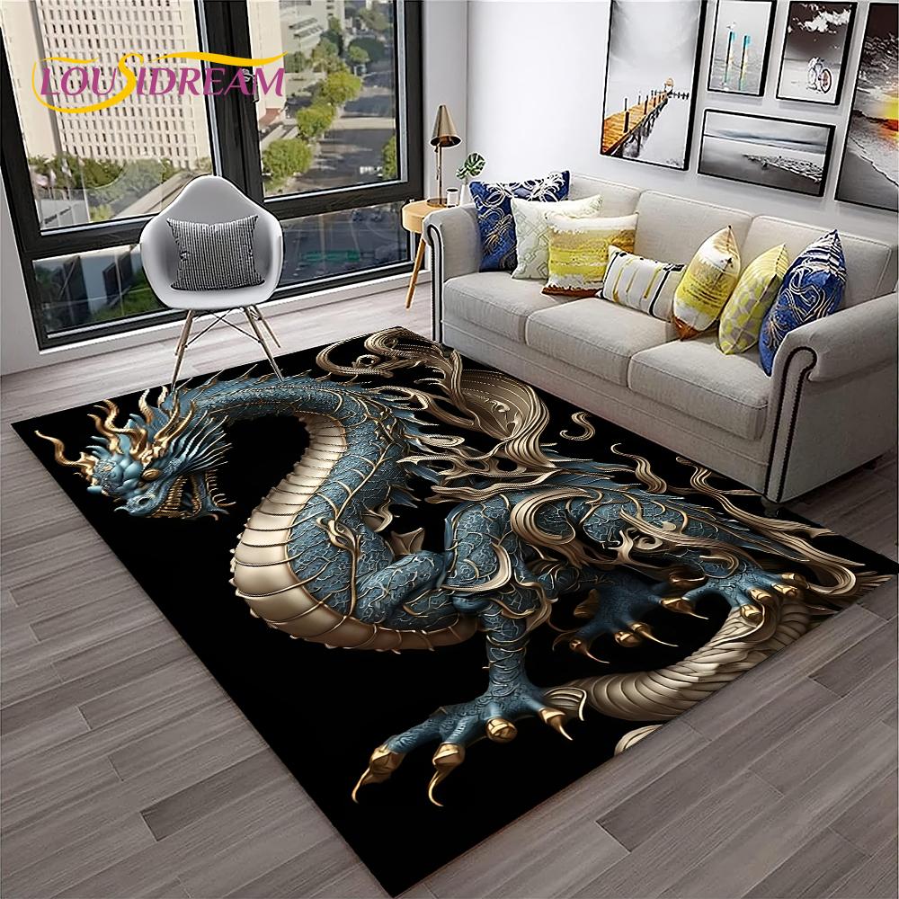 3D China Draak Mythe Kunst Cartoon Tapijt Tapijt voor Thuis Woonkamer Slaapkamer Bank Deurmat Decor, Speelruimte voor Kinderen Tapijt Antislip Vloermat