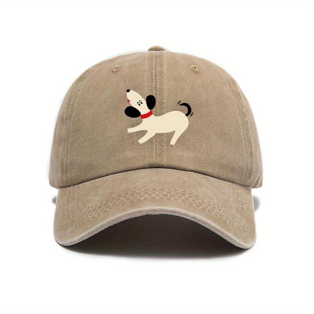 Festive Vintage Baseball Cap with Adorable Puppy Design Perfect for Outdoor Fun and
