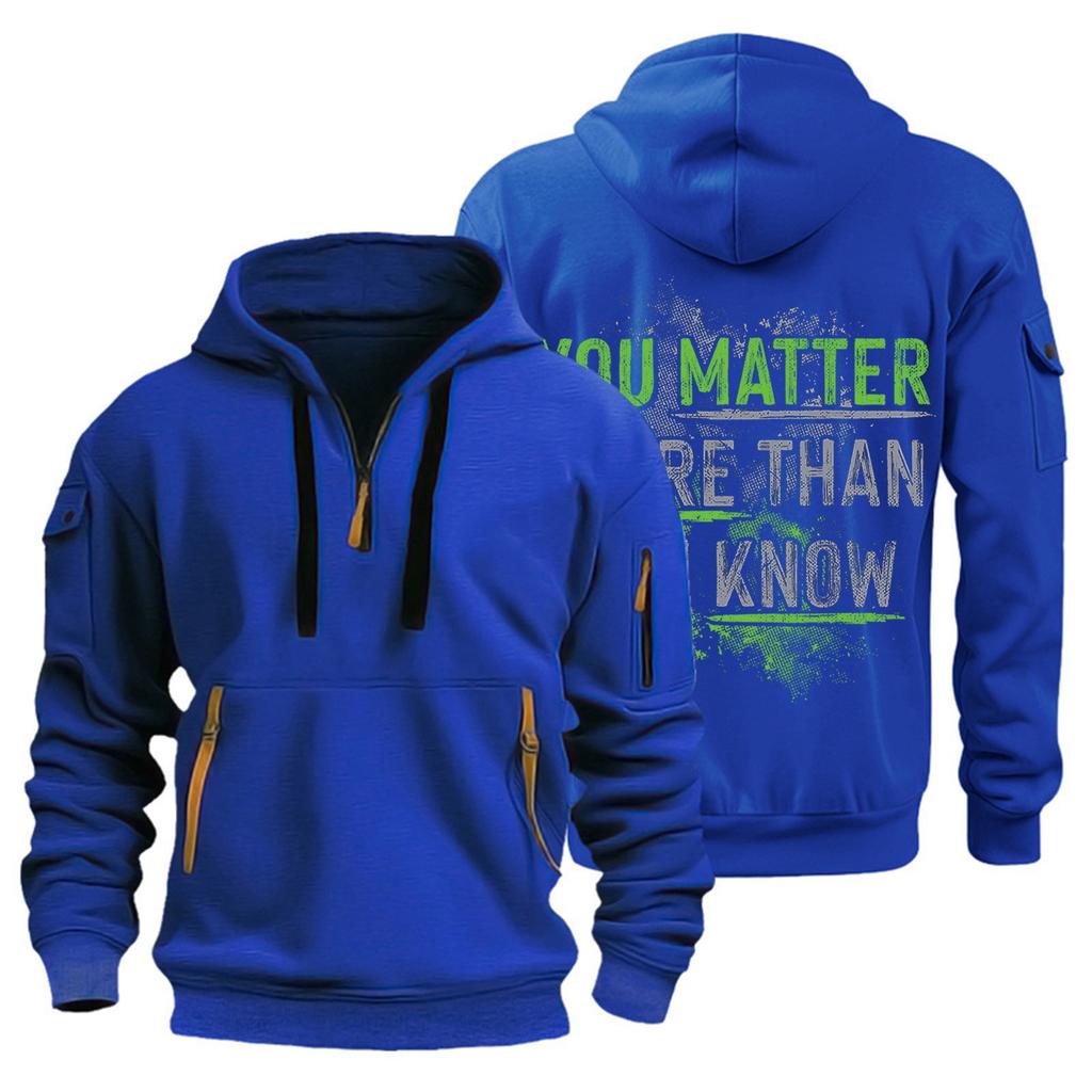 Men's Printed Sweatshirt Hoodie Zipper Arm Pocket Cardigan Men's Sports Large Size Casual Hoodie