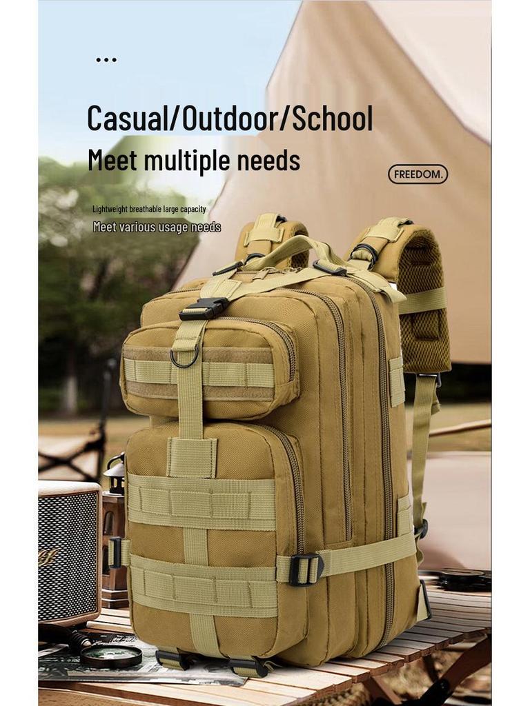 Camouflage 3P Tactical Backpack: Small Outdoor & Travel Bag with Shoulder Strap for Backpacking & Mountaineering