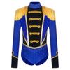 Children‘s Circus Themed Leotard Sparkly Rhinestones Long Sleeve Tassel Shoulder Pads Contrast Color Bodysuit for Stage Performance
