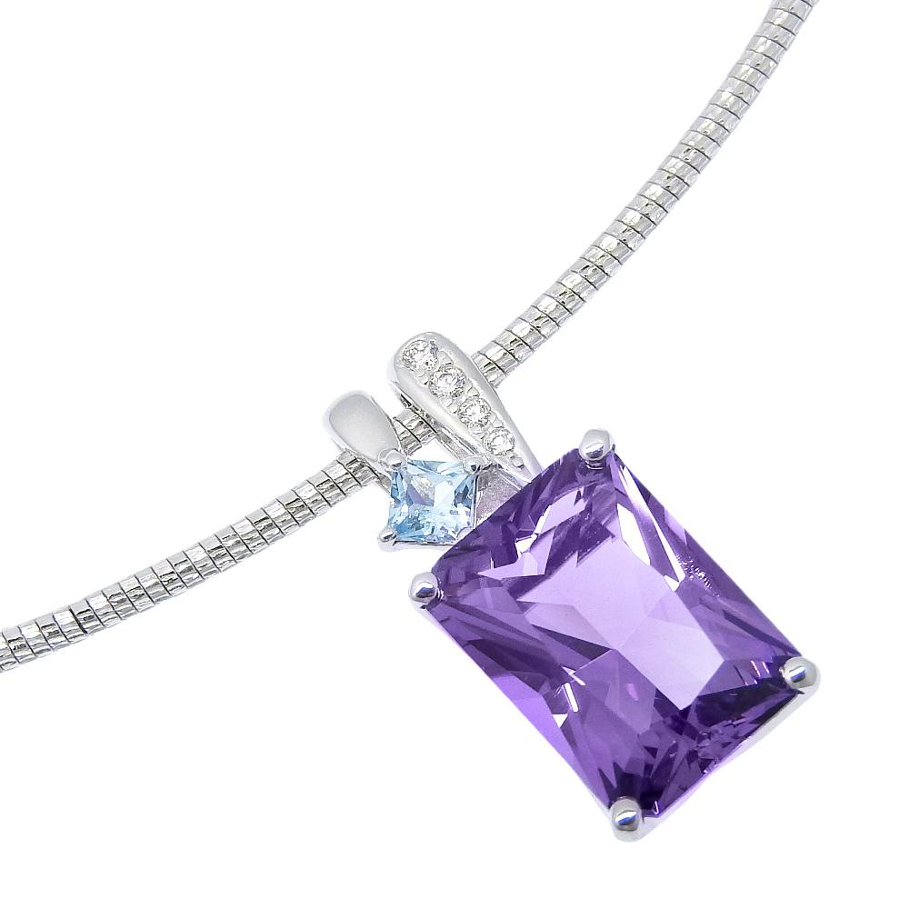 

TASAKI Necklace K18 white gold/amethyst/Aquamarine/Diamond 14g Women Used