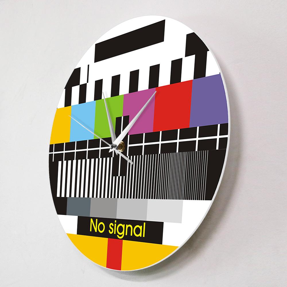I Love TV Retro TV Test Wall Clock Adjustment Signal Home Decor Wall Art Funky TV Glitch Error Screen Test Rainbow Vintage Clock