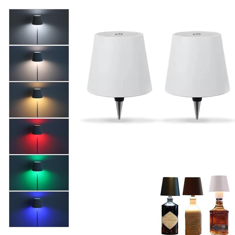 3PCS USB Charge Wireless Wine Bottle Lamp Portable Touch Table Lamp Touch Control of 3 Colors+RGB and Stepless Dimming Night Lamp For Bar Party Decor