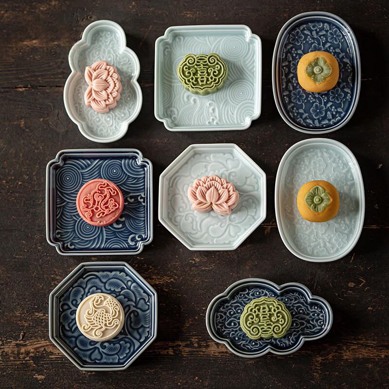 Chinese Ceramic Tea Snack & Fruit Plate