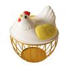 Egg Storage Basket Chicken Egg Basket with Chicken Shaped Lid Eggs Holder for Pantry