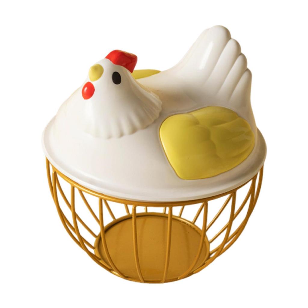 Egg Storage Basket Chicken Egg Basket with Chicken Shaped Lid Eggs Holder for Pantry