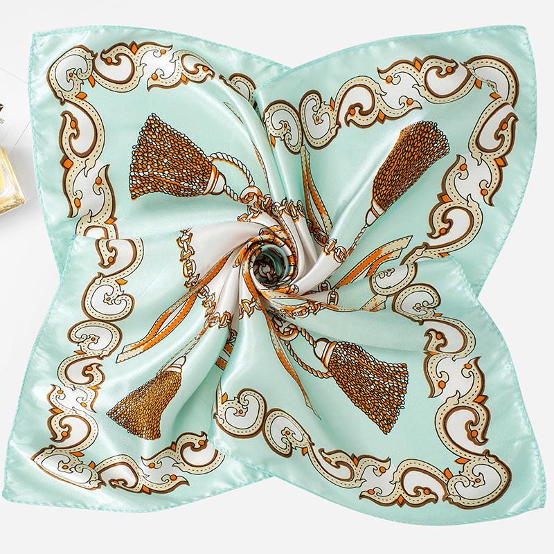 Light Luxury 50Cm Small Square Scarf Chain Printed Silk Scarf Women'S Thin Neck Protection Scarf Cheap Silk Scarf Gift