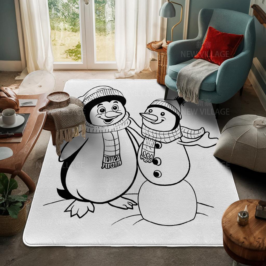 House Entrance Carpet Home Door Mat Living Room Bath Foot Bathroom Non-slip Water Absorption Rugs Bath Merry Christmas Winter