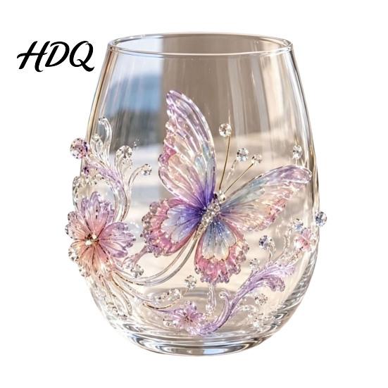 Luxury Decorative Glass 3D Animal Stemless Wine Glass Ocean Inspired Details Elegant Clear Gifts Cup Durable Drinkware for Home Kitchen And