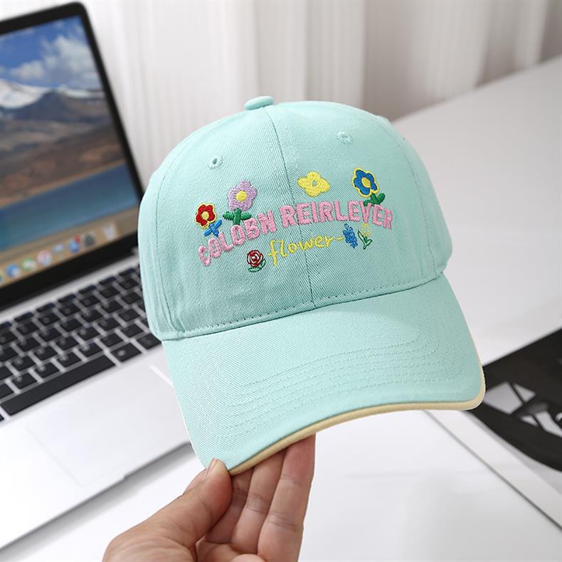 New Flower Embroidered Spring and Summer Baseball Cap Female Sweet and Versatile Big Head Circumference Showing Face Small Hat Trend