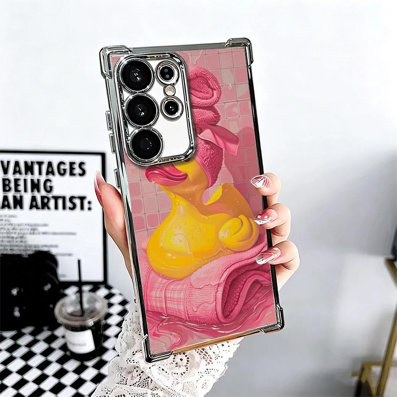 

Rubber Ducks Swimming Pool Soft Phone Case For Samsung Galaxy S26 Ultra S25 Edge S24 FE S23 Plus S22 S21 + S20 Plating Anti-Fall Samsung S26 Plus