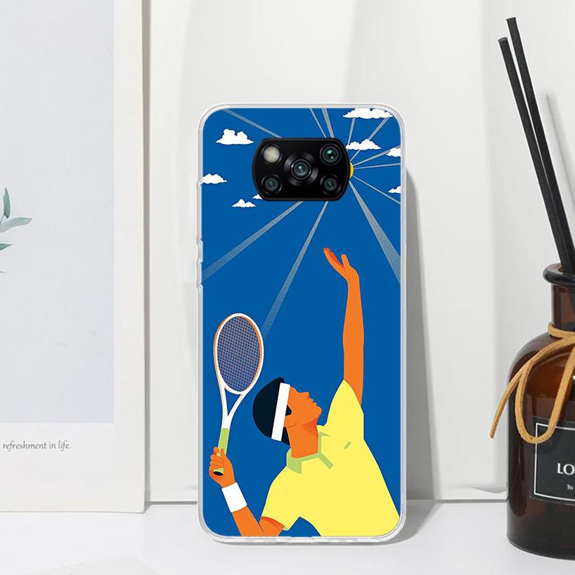 Tennis Sport Phone Case For Xiaomi Poco X7 X6 X5 M7 M8 Pro F7 Ultra Redmi 15C 15 13C 13 12C 12 10 10C 10A Art Fundas Poco X7 X6
