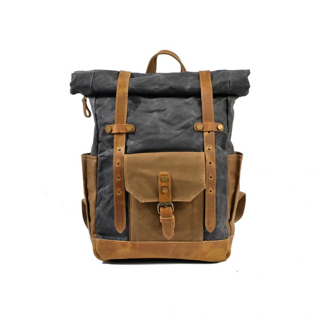 

Старинные мужчин рюкзак холст кожаный путешествия плечи ноутбук рюкзак