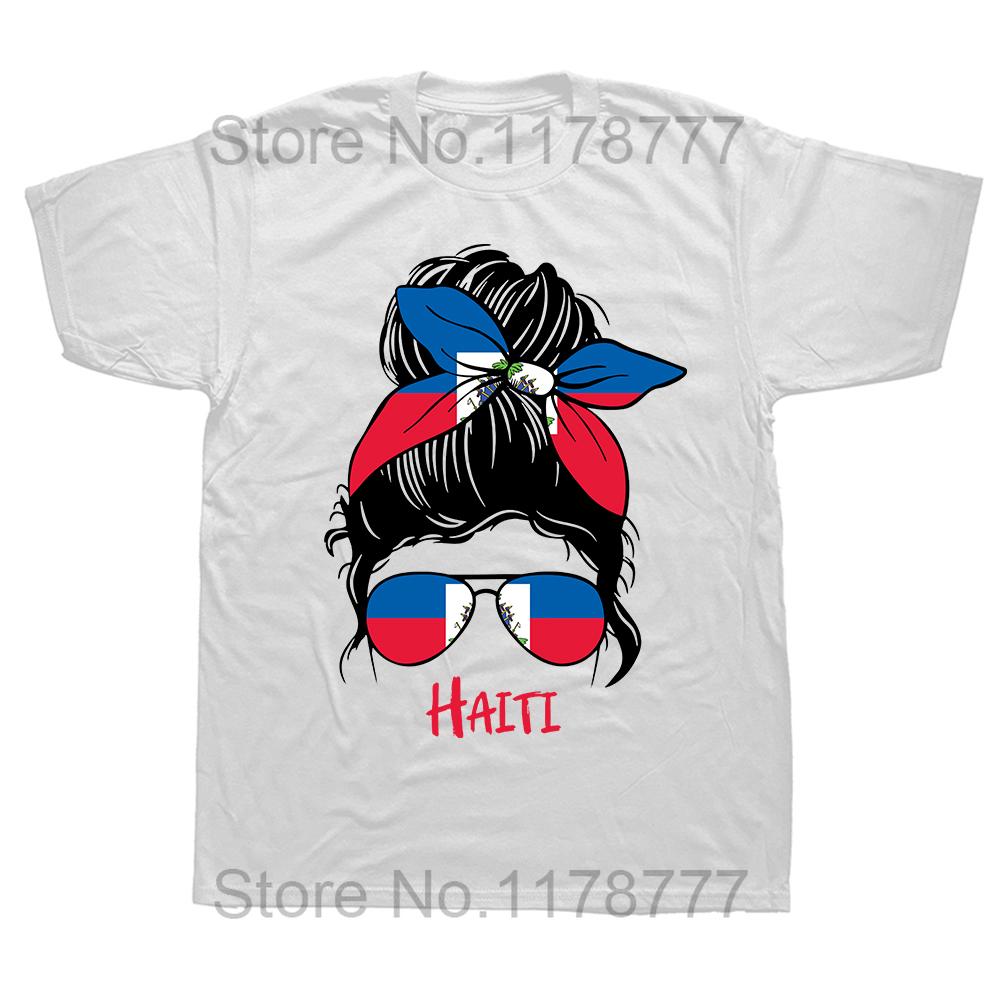 Cool Mens Haitian Haiti Girl Woman Flag T Shirt Short Sleeve Roundneck Cotton Tshirt Summer Tees Apparel Casua Fashion Tshirt