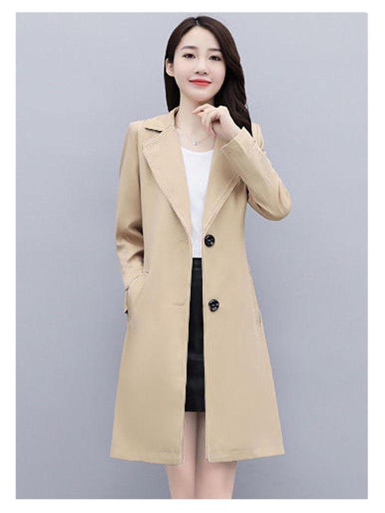 Women's Mid-Length British Style Trench Coat - Elegant Korean Loose Fit Overcoat for Spring and Autumn 2022.